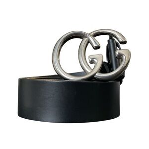 AUTHENTIC GUCCI Marmont Shiny Buckle Black Leather Belt